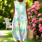 💃Rochie midi fără mâneci cu imprimeu proaspăt