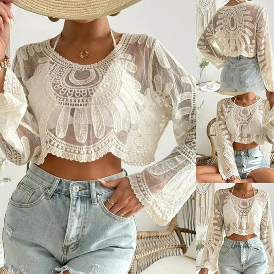 ⛱️Bluză de dantelă peplum pentru femei
