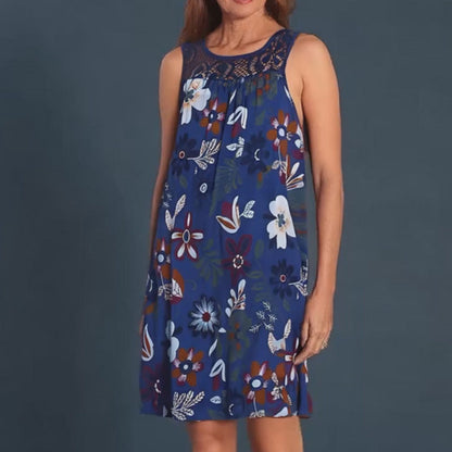 Rochie fără mâneci la modă pentru femei, cu imprimeu