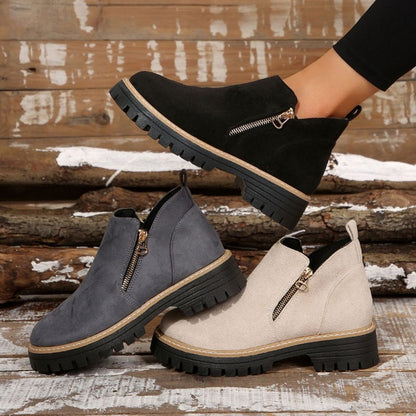 🔥 Botine pentru femei cu vârf rotund și fermoar lateral👢