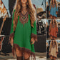 Rochie retro cu imprimeu și franjuri pentru femei