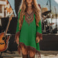Rochie retro cu imprimeu și franjuri pentru femei