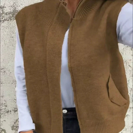 Cardigan din lână pentru femei, cu fermoar