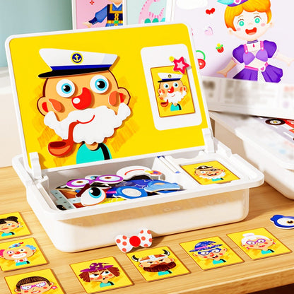 Puzzle magnetic Face Dress Up Joc de călătorie Jucărie educativă pentru copii de vârstă preșcolară, cu două fețe