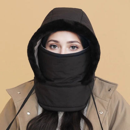 Căciulă termică unisex, groasă, cu căptușeală din fleece și mască atașată