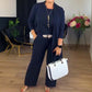 🎁Primiți un colier gratuit💝Set elegant din trei piese cu un cardigan lung (include o bluză și pantaloni)