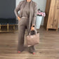 🎁Primiți un colier gratuit💝Set elegant din trei piese cu un cardigan lung (include o bluză și pantaloni)