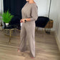 🎁Primiți un colier gratuit💝Set elegant din trei piese cu un cardigan lung (include o bluză și pantaloni)