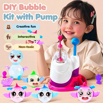 Set for making bubbles with a pump for children