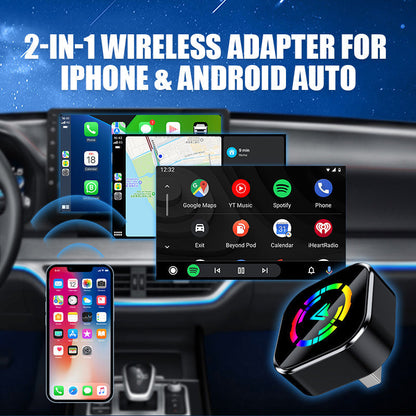 🔥🚘 Adaptor wireless 2-în-1 pentru iPhone și mașini Android 📱✨