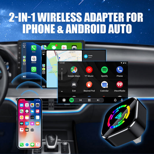 🔥🚘 Adaptor wireless 2-în-1 pentru iPhone și mașini Android 📱✨