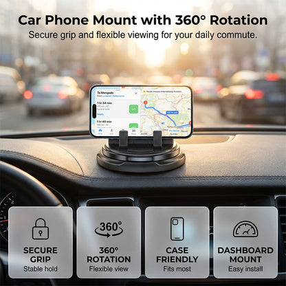 💥 Suport auto pentru telefon cu rotire la 360°, montabil pe bord | Aderență puternică, universal – Plată la livrare ✨