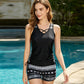 Costum de baie din două piese, tip tankini, pentru femei, cu imprimeu