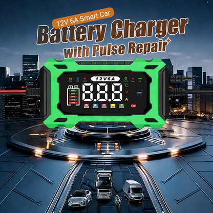 🔋Încărcător inteligent pentru bateria auto 12V 6A – tehnologie de reparație cu impulsuri, întreținere automată și desulfatare