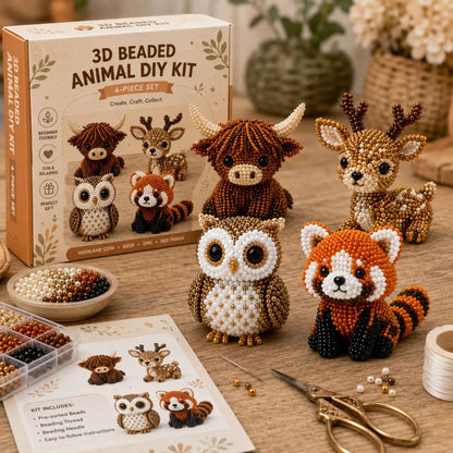🧵✨Set de manualități cu animale 3D mici din mărgele