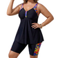 Costum de baie pentru femei, compus din un top tankini lejer și pantaloni scurți